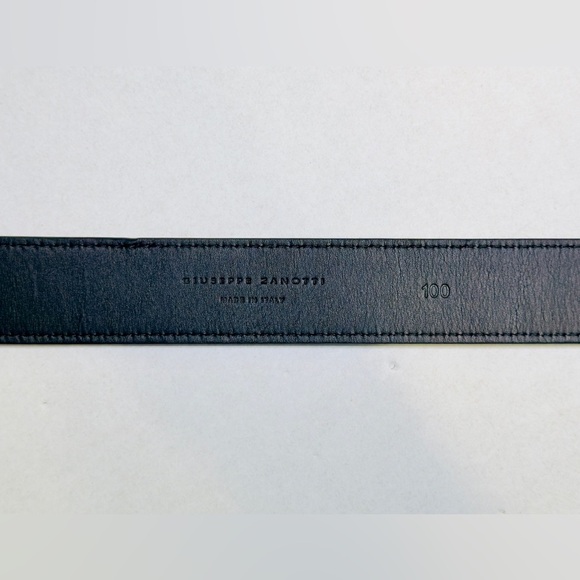Giuseppe Zanotti Signature Logo Black Belt Brass Buckle Leather 100cm US Size 34 - Picture 11 of 15